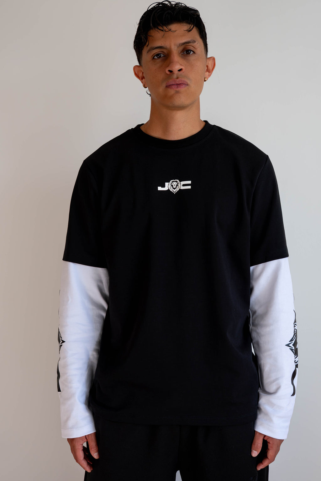 Camiseta Manga Larga Doble Manga Negra/Blanca - JC