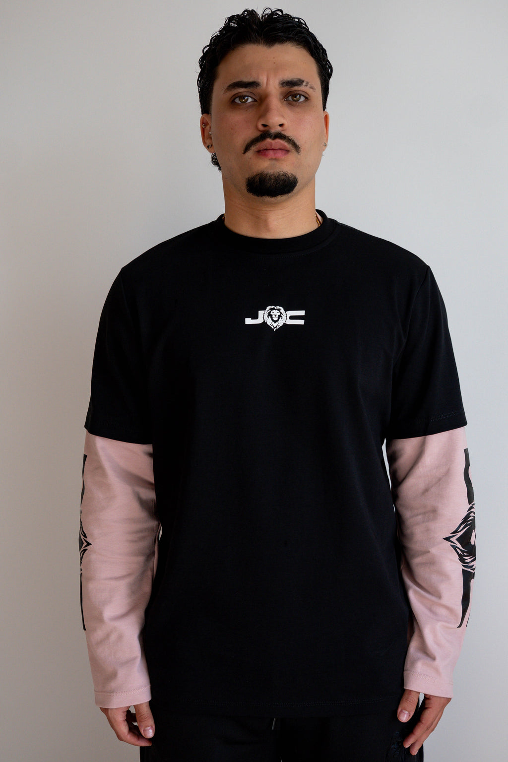 Camiseta Manga Larga Doble Manga Negra/Rosa - JC