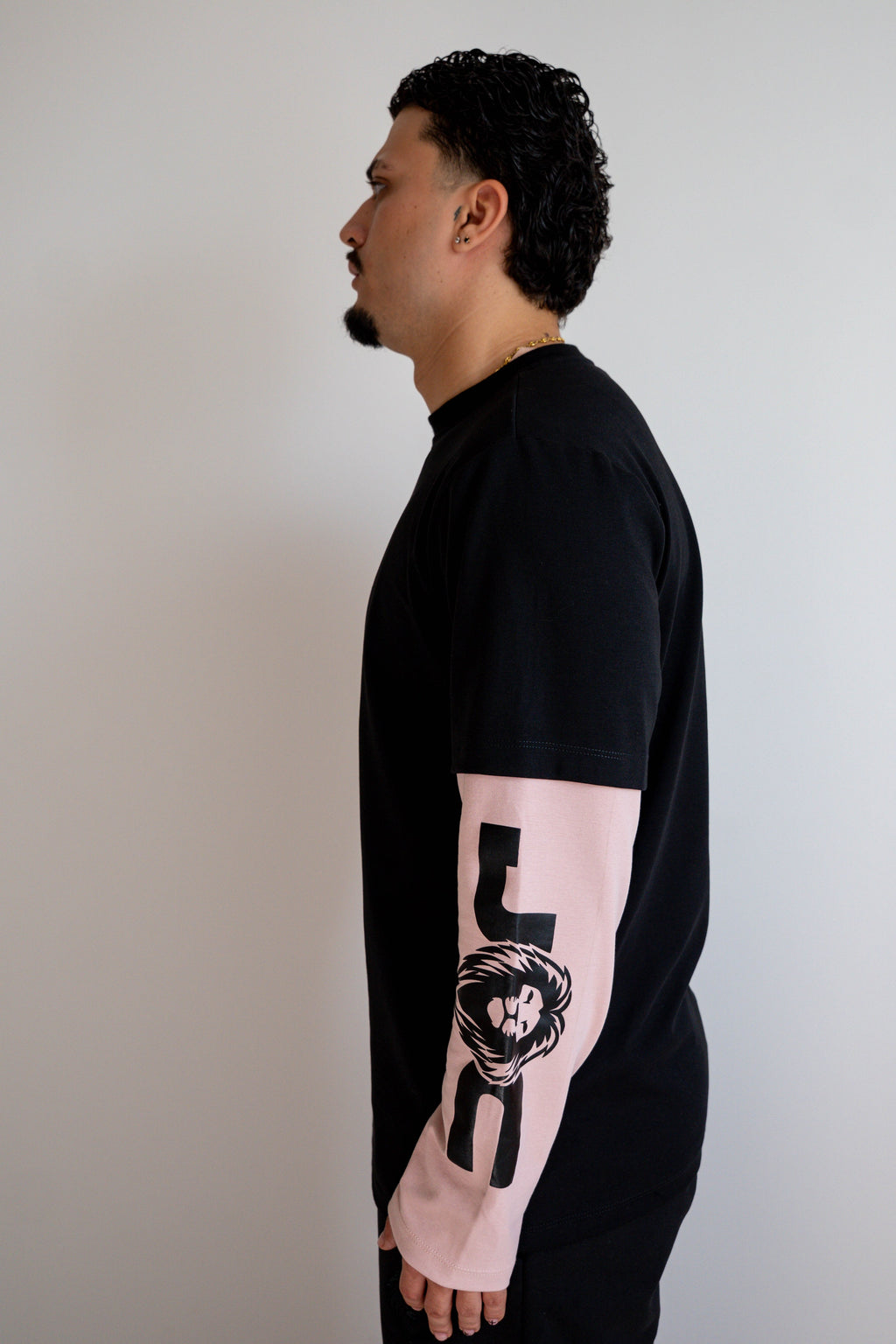 Camiseta Manga Larga Doble Manga Negra/Rosa - JC