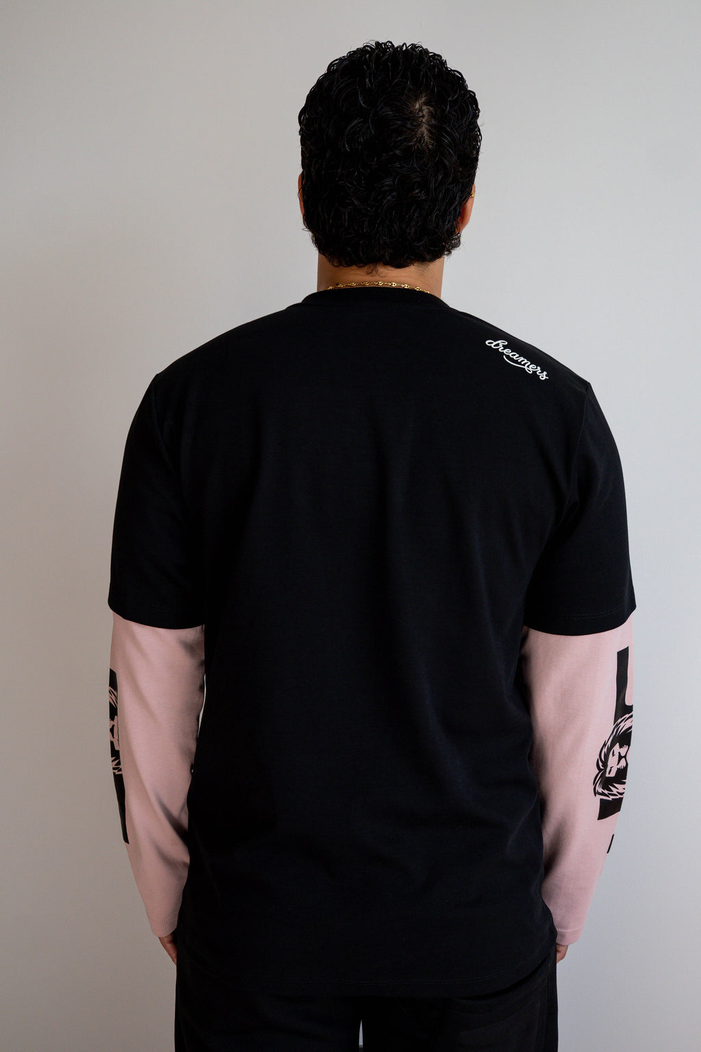 Camiseta Manga Larga Doble Manga Negra/Rosa - JC