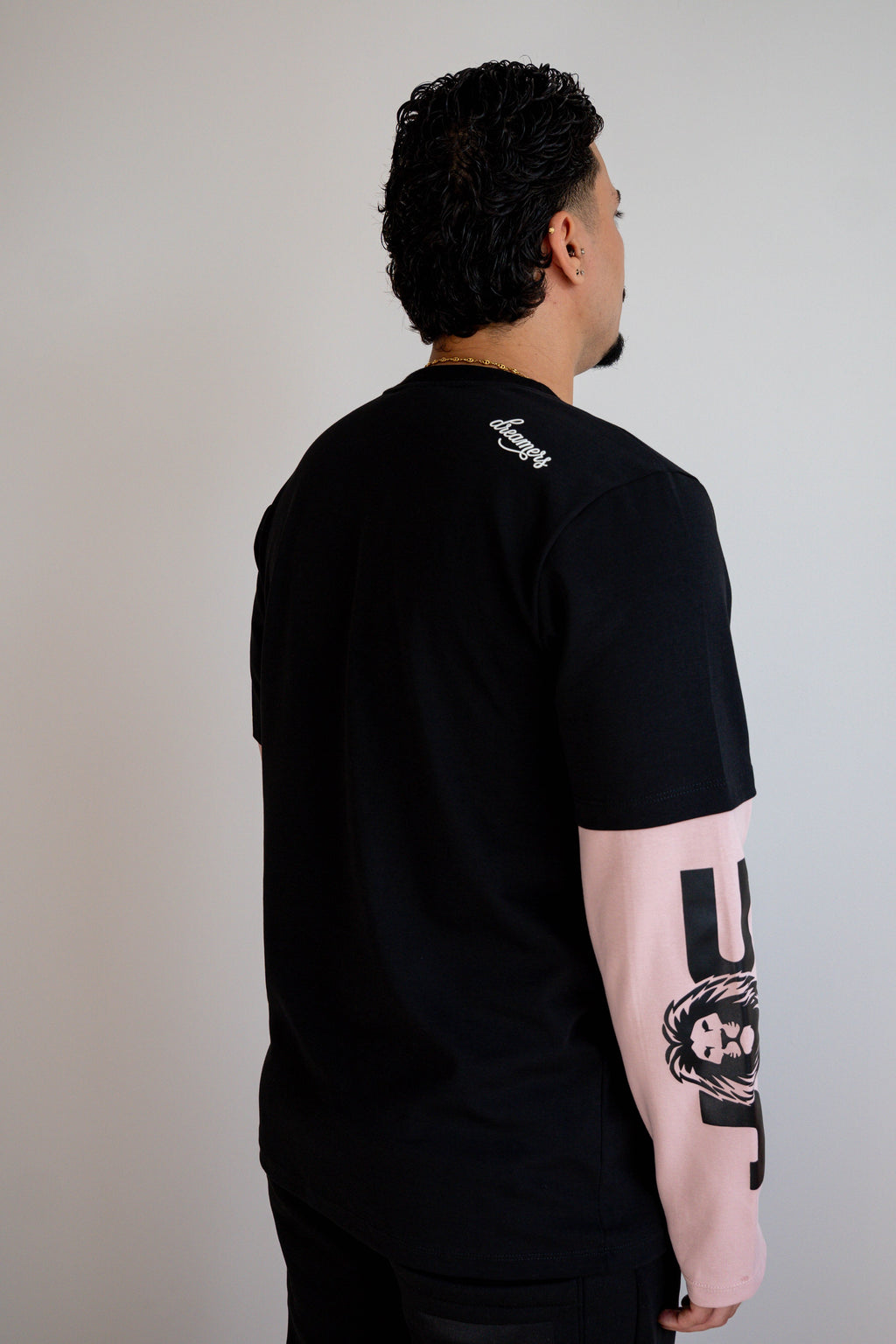 Camiseta Manga Larga Doble Manga Negra/Rosa - JC