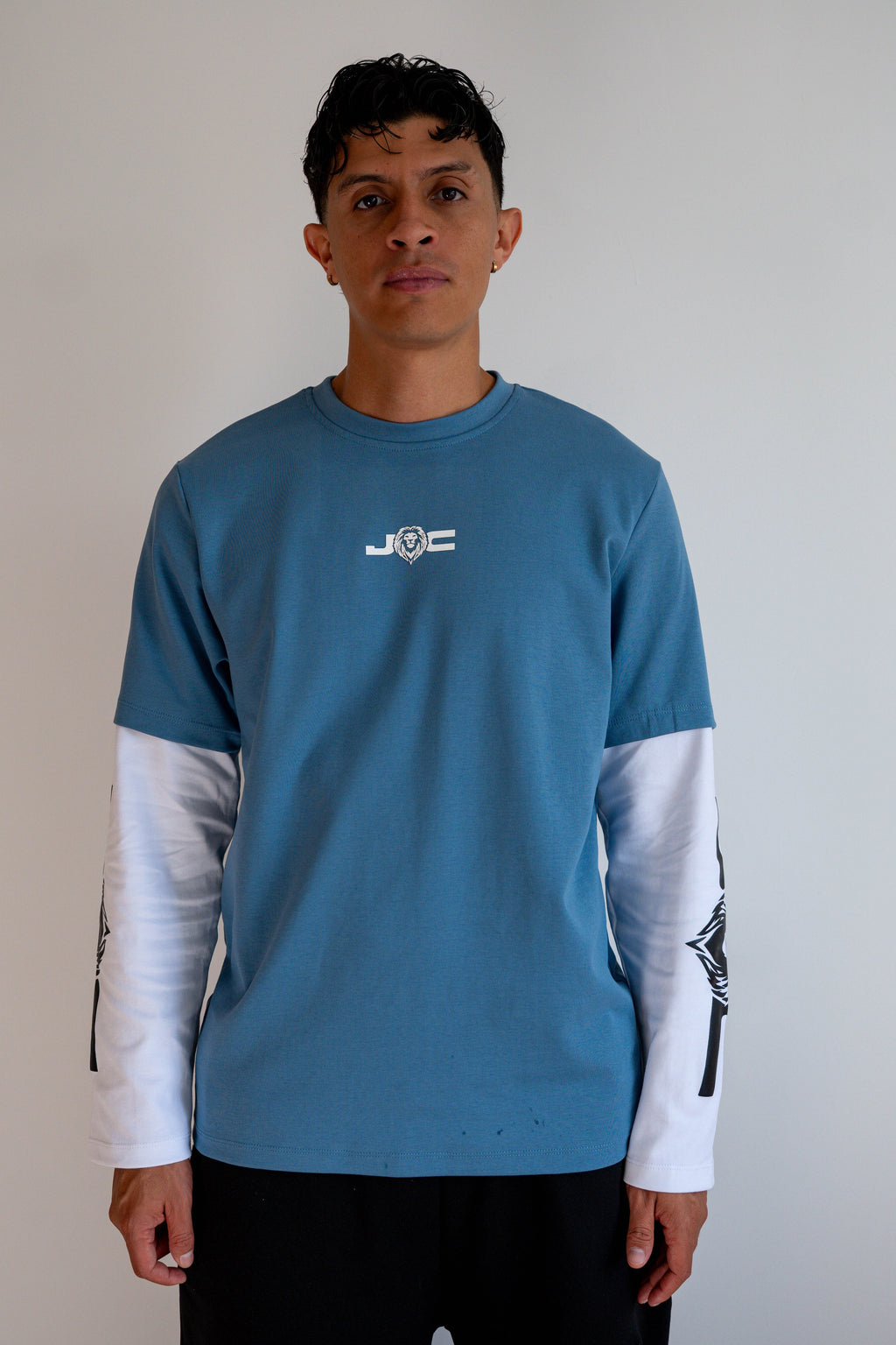 Camiseta Manga Larga Doble Manga Azul/Blanca - JC
