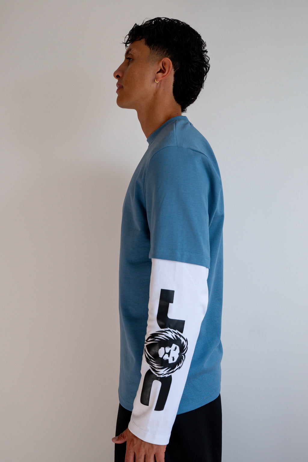 Camiseta Manga Larga Doble Manga Azul/Blanca - JC