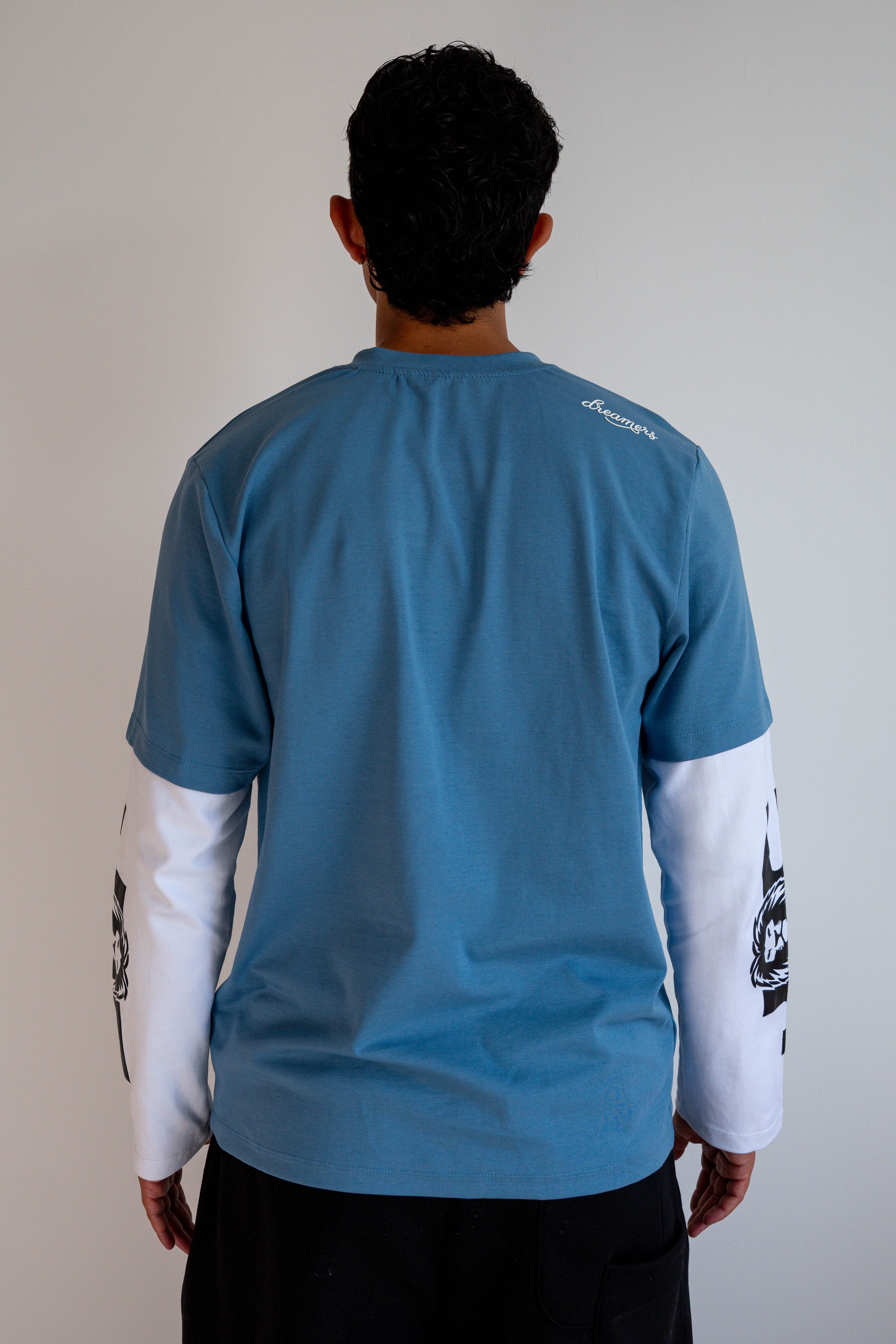 Camiseta Manga Larga Doble Manga Azul/Blanca - JC