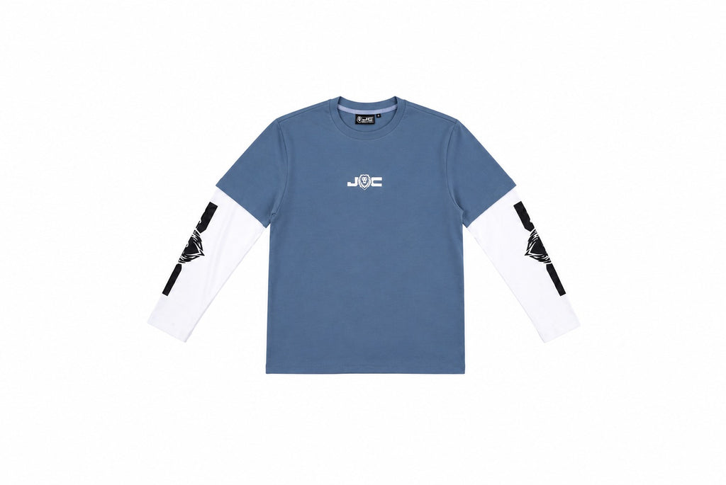 Camiseta Manga Larga Doble Manga Azul/Blanca - JC