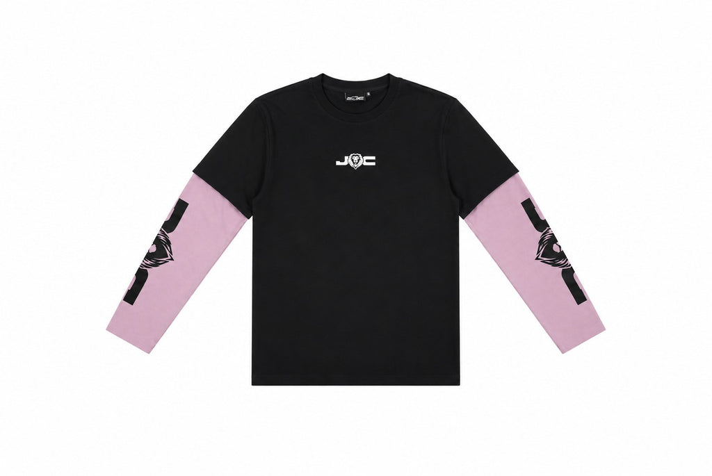 Camiseta Manga Larga Doble Manga Negra/Rosa - JC